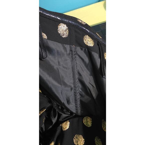 Modcloth Geode Black‎ and Gold polka dot Strapless Dress Size XL - Picture 5 of 8